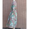 Boho Floral Print Long Dress Elegant Deep V Neck Long Sleeve High Split Swing Dress with Belt Women Beach Dresses Sexy