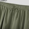 INCERUN Men Pants Casual Elastic Waist Long Ruffled Cargo Trousers