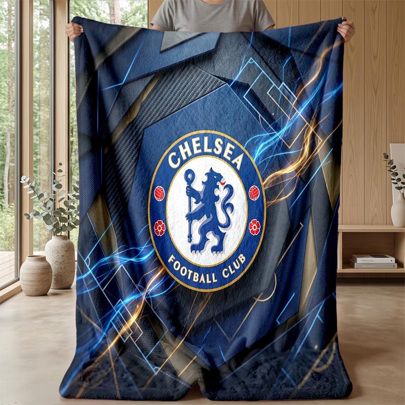 Chelsea FC Theme Blanket Soft Flannel Blanket Plush Throw Blanket Cozy Sofa Bed Blanket for Home Decor