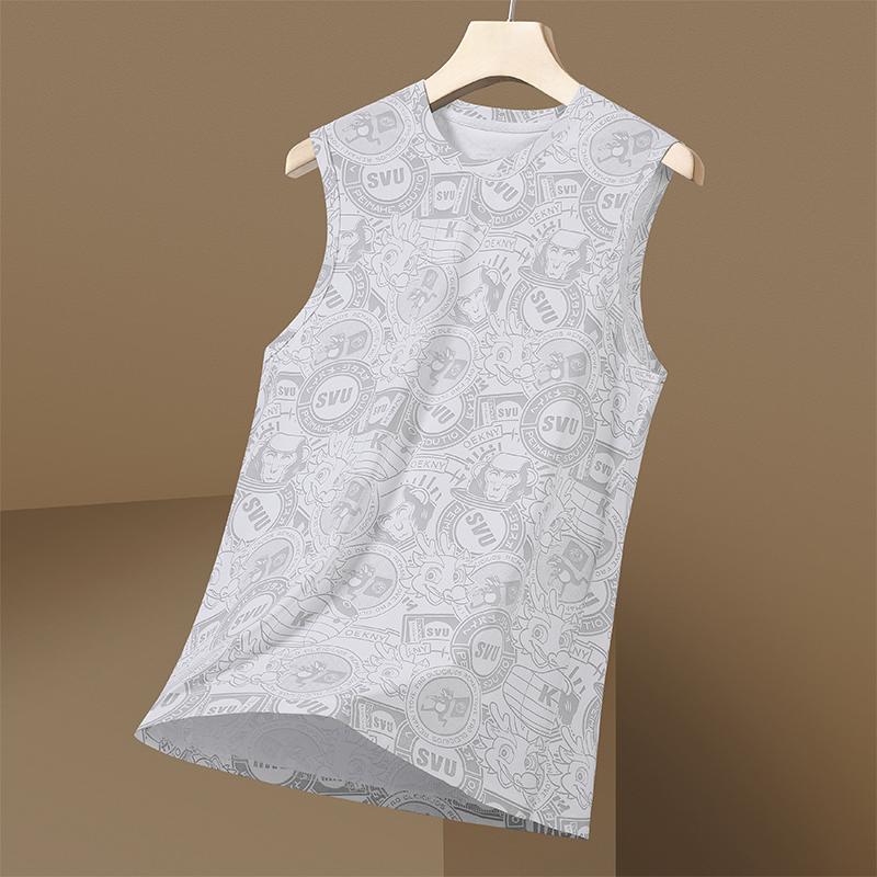 Мужской летний повседневный жилет-свитер с круглым вырезом, быстросохнущая майка без рукавов из ледяного шелка, спортивный жилет XXXXXL белый