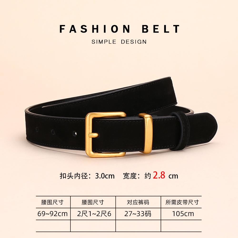 Women'S Leather Belt Light Luxury Simple Decorative Jeans Belt Women'S Velvet Cowhide