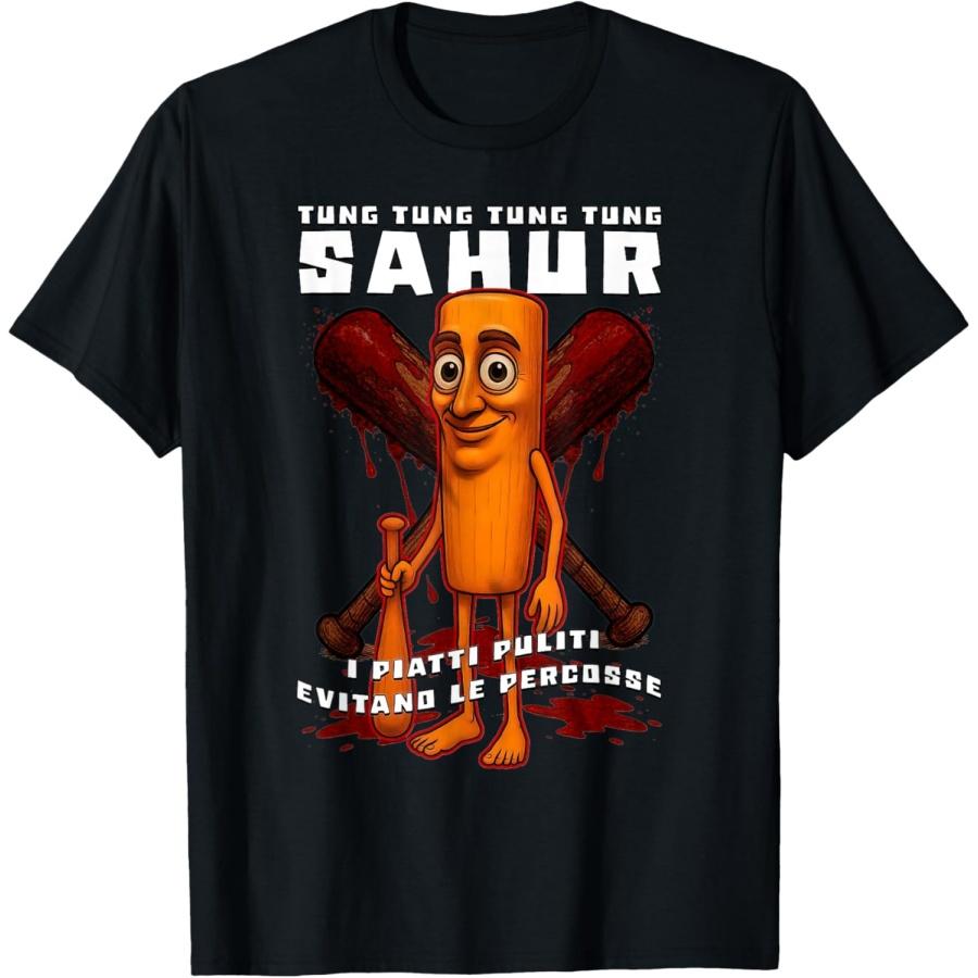 Футболка с мемом Tung Tung Tung Sahur Italian Brainrot Funny Meme(1) XXXXXL чёрный