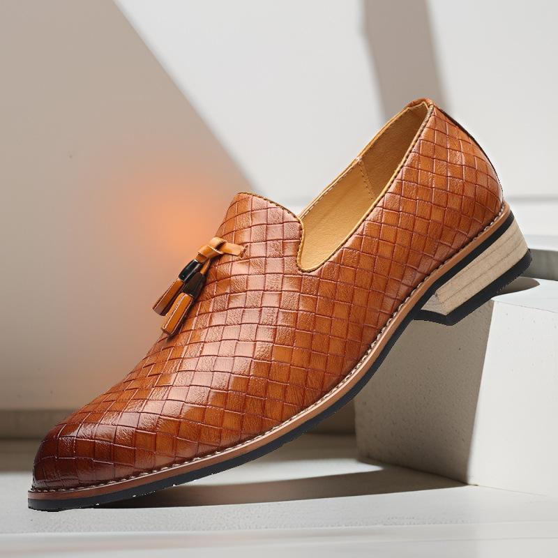 

Новые мужские повседневные туфли Doudou большого размера, ленивые туфли на одну ногу, одинарные туфли с бахромой, модные универсальные мужские туфли 38