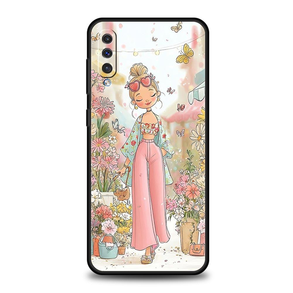 Cartoon Girl Phone Case for Samsung Galaxy A56 A36 A26 A16 A34 A24 A42 A22 A20 A12 A40 A30 A10 5G Soft TPU Cover Shell Funda Bag