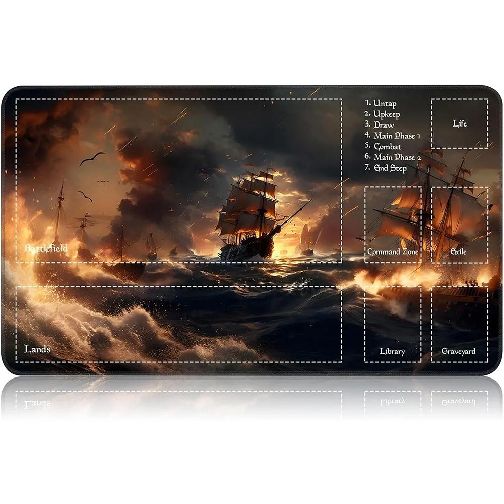 1pcs The Great Wave Off Kanagawa Zoned Mtg Playmat Large Locking Edge Nonslip Rubber Desk Mat For Tcg Commander Game