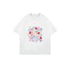 Weißes Rundhals-T-Shirt mit buntem Joy-Herzdruck für Freizeitkleidung