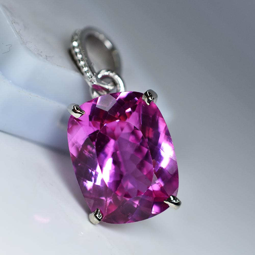 21 Ct Pink Ruby Natural Cushion Gemstone Pendant 925 Sterling Silver