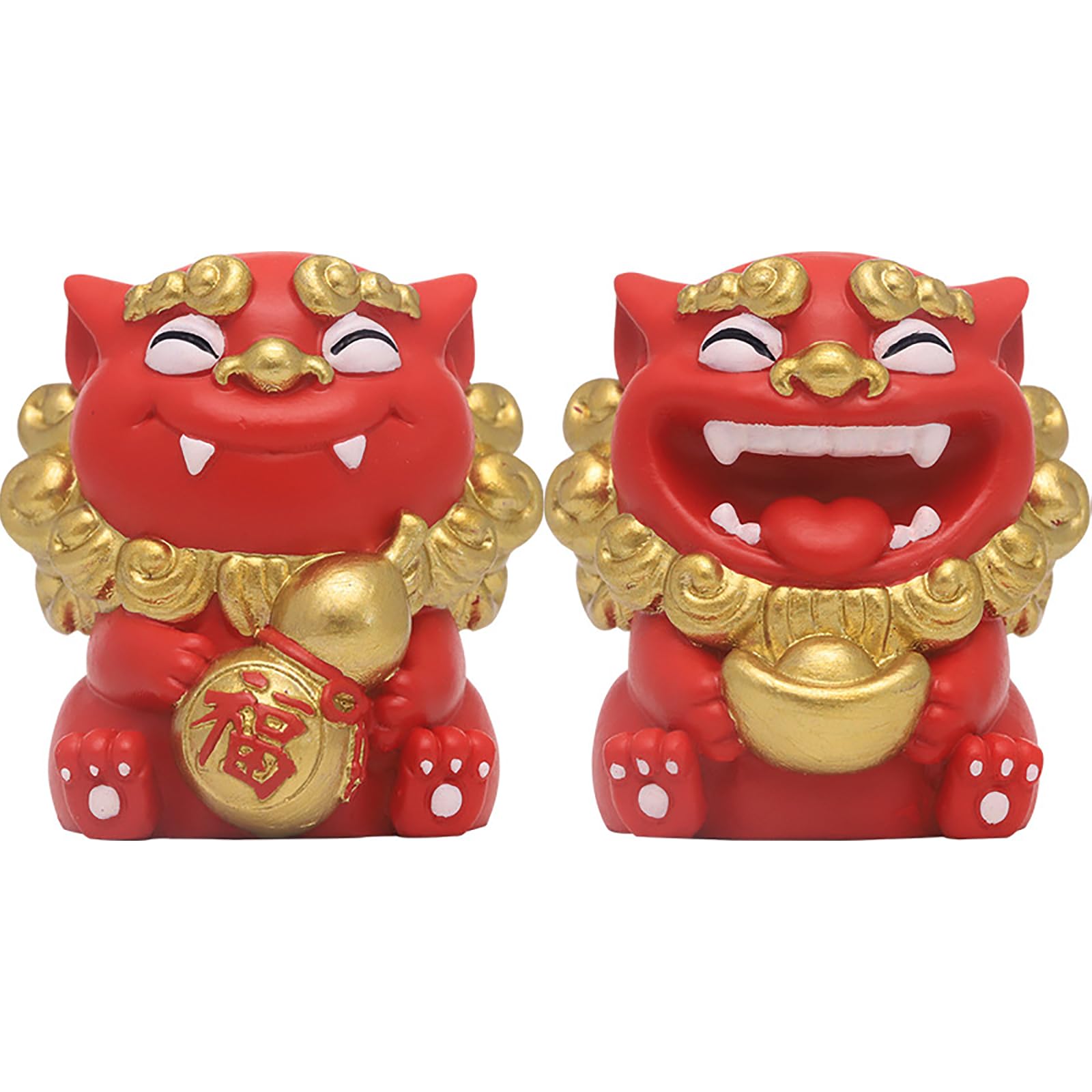 

RemeeHi Shisa Входная пара Молодой лев Статуэтка Шиса Песок Удача Удача Фэн-шуй Амулет Счастливый чай Питомец Два льва (красный), Б-019 красный