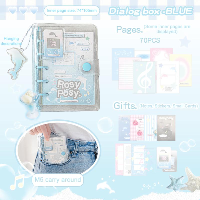 Loose Spiral Notebook Kawaii Transparent Loose-Leaf Notebooks Mini Notepad Portable Hand Account Cartoon Pocket Notebook