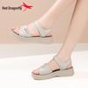 Red Dragonfly Women's Summer Genuine Leather Velcro Sandals - Flat, Non-slip Soft Sole