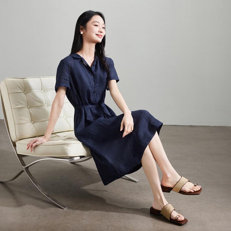 SOFSIL Women's Ramie Commuter Lapel Dress