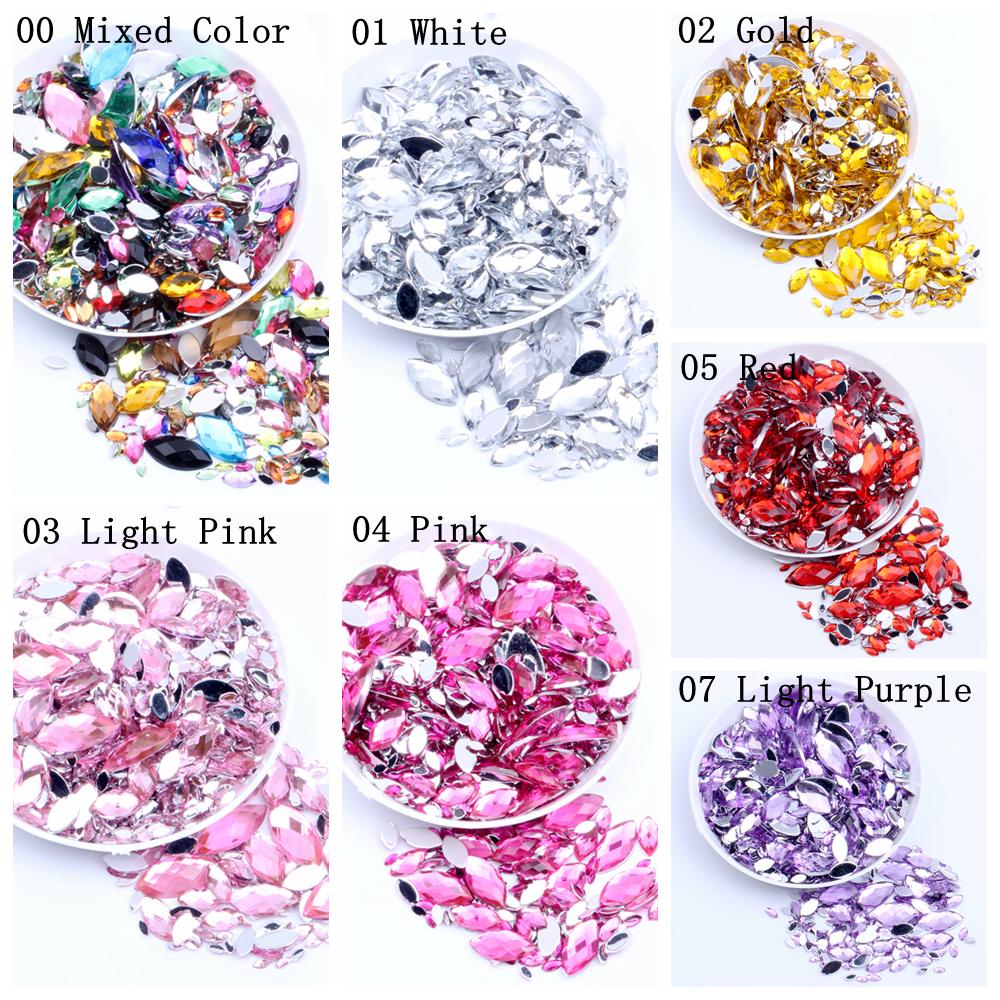 New Style Acrylic Flat Back Rhinestones for Shoes 2x4mm 10000pcs Marquise Dress Jewelry Nails Art Charms