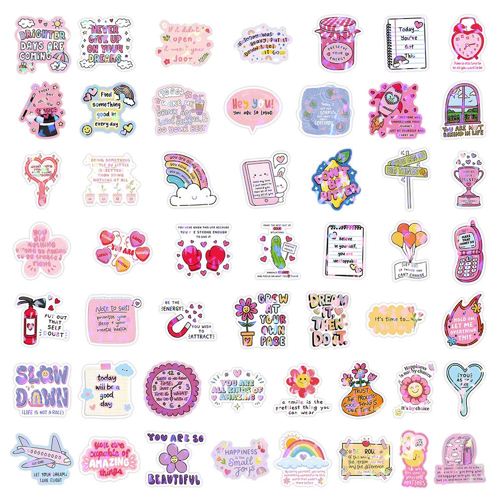 

50 Irregular Reflective Holographic Stickers, Glitter Motivational Decals for Laptop, Phone & E-Reader, Perfect Gift for Readers