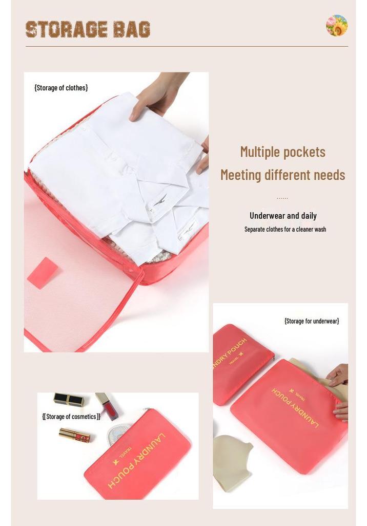 Travel Luggage Clothing Organizer Set - Six Piece Storage Bags