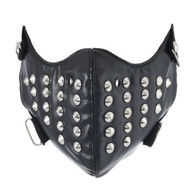 Punk-Stil Vollständig Nietenbesetzte PU-Leder Gesichtsmaske Mit Elastischem Riemen Kostüm Gesichtsbedeckung Für Cosplay Und Halloween-Partys