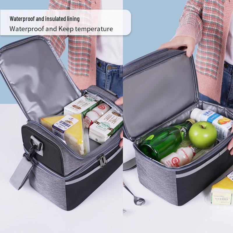 Bolsa de Almoço Transversal Isolada Colorblock de Grande Capacidade com Folha de Alumínio Espessa