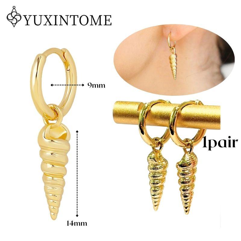 YUXINTOME 925 Silver Ear Needle Zircon Hoop gold Earrings For Women Square Plate Pendant Cutout Heart Earrings Fashion Jewelry