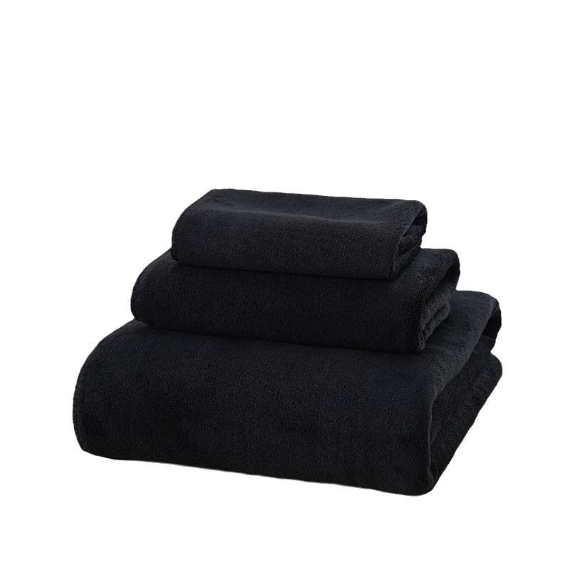 Thick, Absorbent Lint-Free Black Towel for Bath, Face, Salon, Spa, and Barber Use