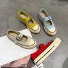 Dames Canvas Schoenen Zomer Stijl Veelzijdig Dikke Zool Ademend Gesp Lichtgewicht Student Casual Schoenen