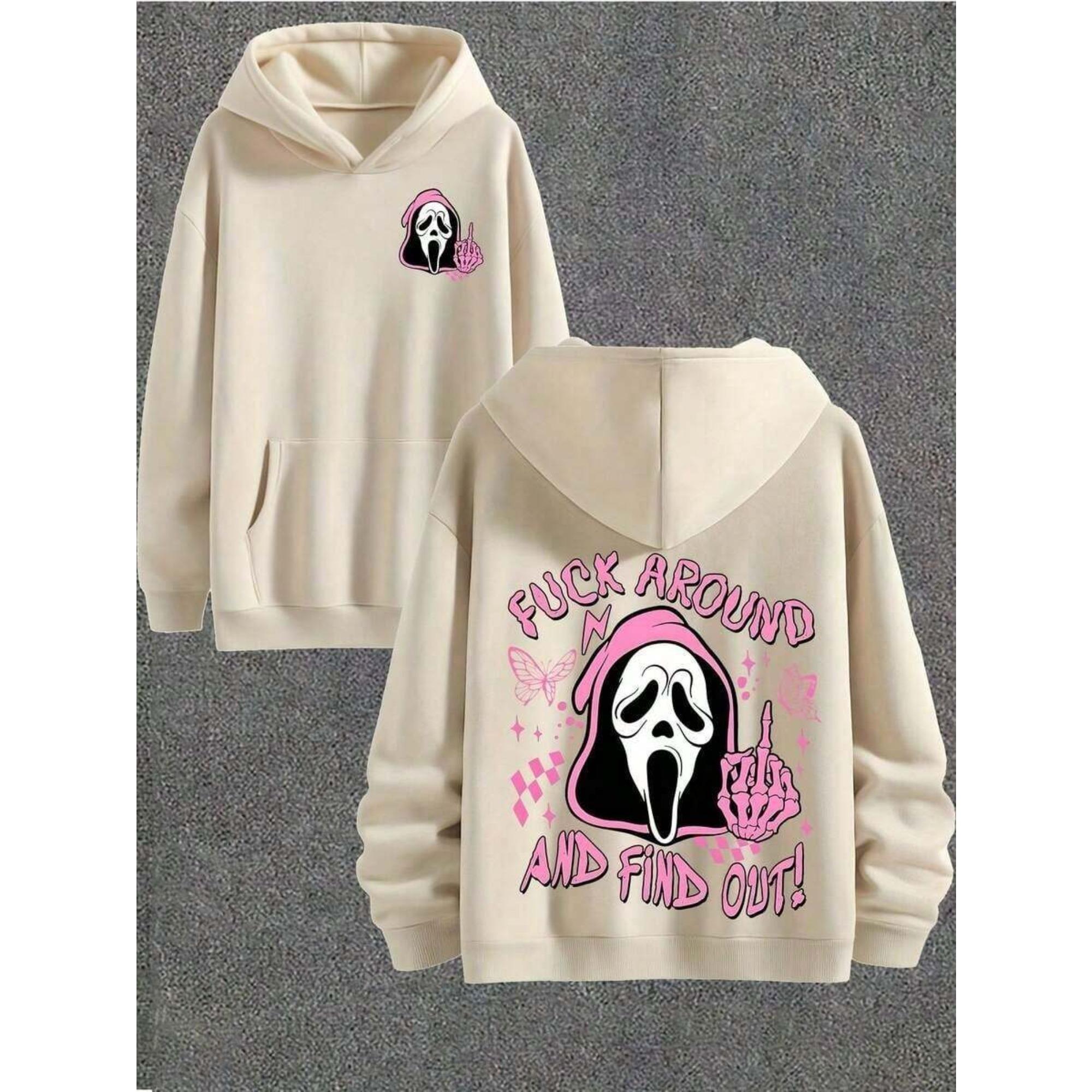 

Halloween Ghost Face Hoodie Fall Sweatshirt with Bear Head Graphic Print Hoodie Vintage Fans Streetwear Unseix Top 4XL