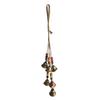 Vintage Bronze Bell Craft Bohemian Metal Pendant with Wooden Beads & Jute Rope, Retro Rustic Garden Chime Hanging Wind for Home Window Door