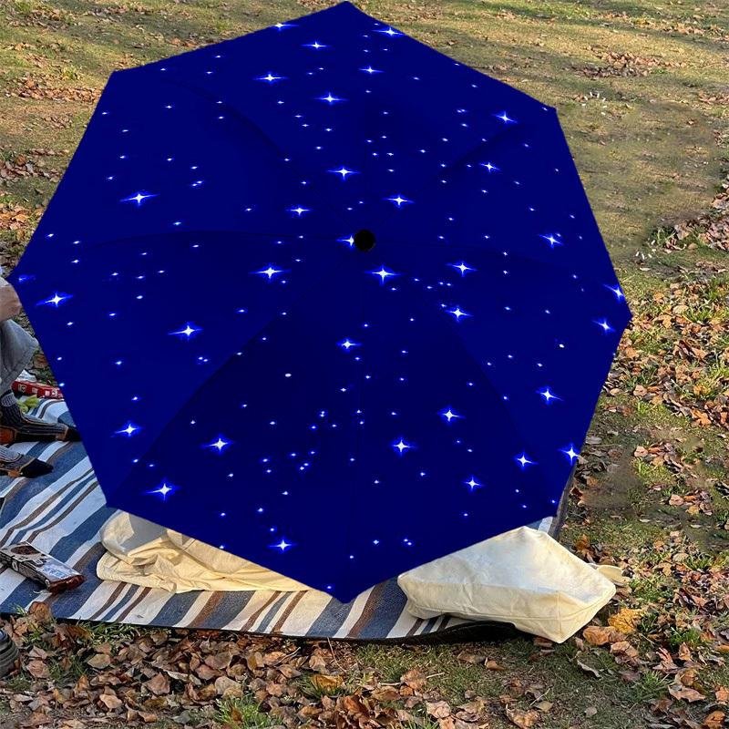1 Stück blaue Sterne Regenschirm - 8 Speichen verstärkt, Automatisches Öffnen, Leicht & Langlebig, Niedliches Modeaccessoire für den Außenbereich, Strand oder Freizeit, Strandschirm