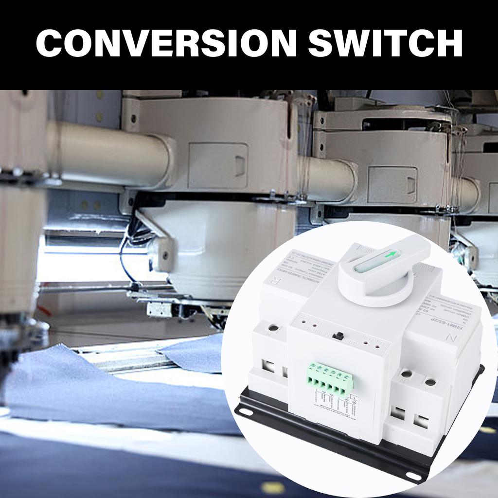 Double Power 63A Automatic Transfer Switches 2P 220V/110V Miniature Circuit Breaking Plastic for Home Electrical Safety