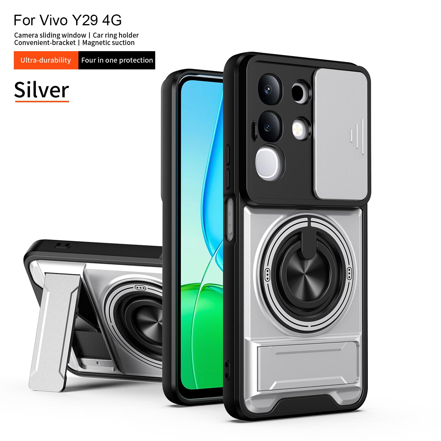 

Slide Camera Cover Compatible for Vivo Y29 4G Case With Built-in Ring Stand and Folding Stand for Vivo Y29 4G