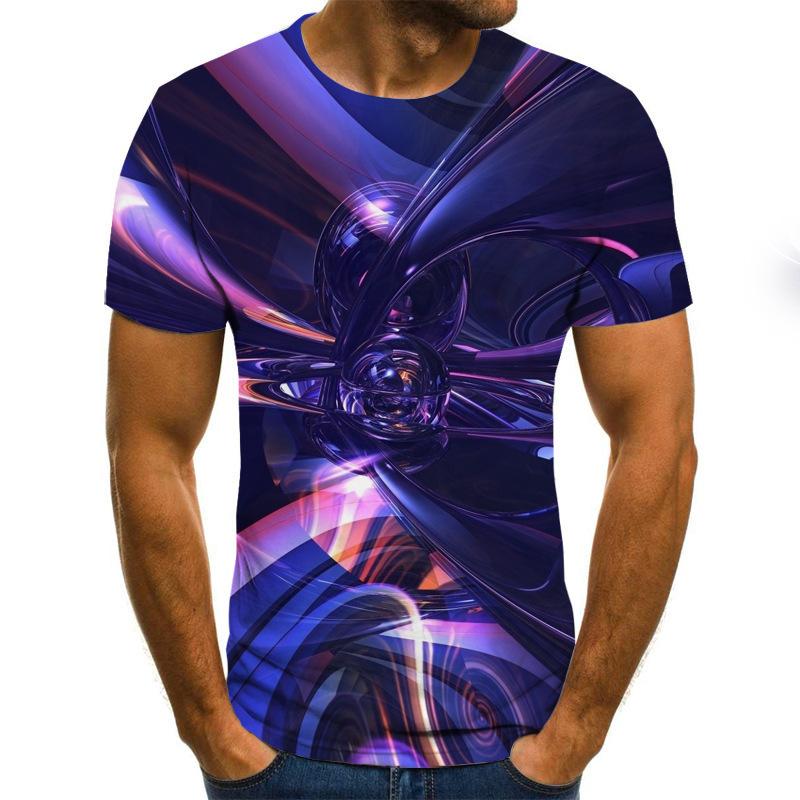 Sommer T-Shirt Geometrisches Schillerndes Bild 3D Digitaldruck Rundhals Herren Sport Locker 3D T-Shirt