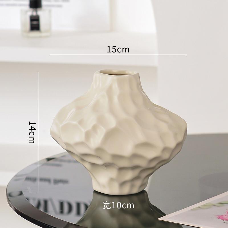 Silver Ceramic Vase Irregular Stone Grains Geometric Slices Flower Vase Flower Arrangement Accessories Home Decoration