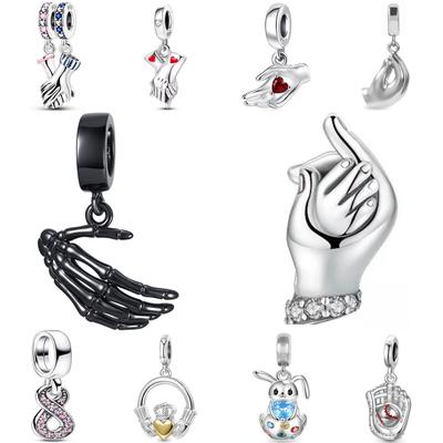 New Copper Hand In Hand Collection Finger Heart Charm Bead Charms Compatible With Ideal For Authentic Bracelets Do It Yourself Womens Jewellery Acces