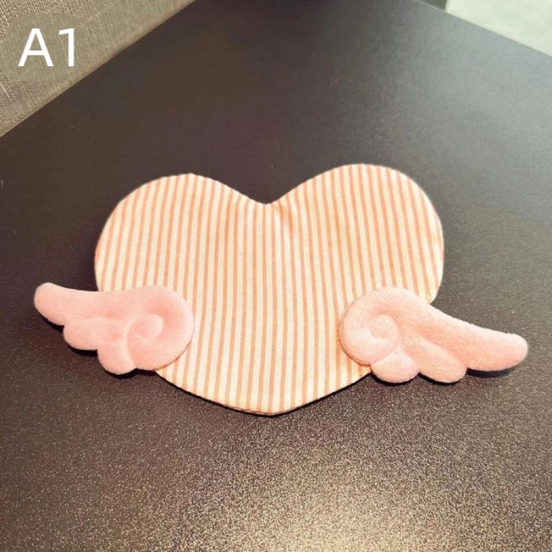 Sweet Angel Wing Heart Coaster Girly Aesthetic Plaid Anti-Scald Table Pad for Coffee Shop Desktop 1Pcs