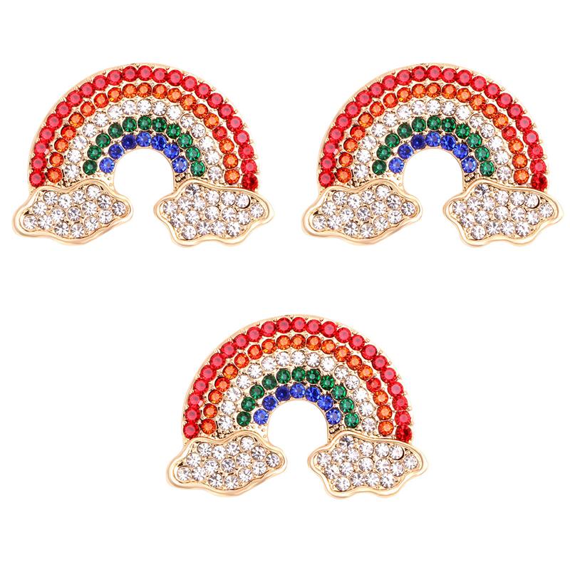 Korean Style Rainbow Cloud Brooch Inlaid Colorful Rhinestone Lapel Pin For Women Clothing Bag Diy Decoration Jewelry Accessories