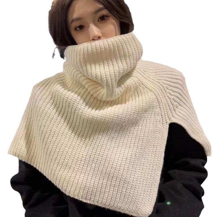 Strickschal und -tuch im koreanischen Winterstil für Damen – warmer Nackenschutz und Kunstkragen.