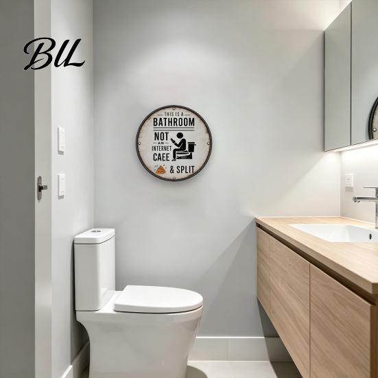 Humorous Restroom Sign Vintage Wooden Bathroom This Is A Not Cafe Shelf Decor Funny Wall Art Rustic Hanging Round Plaque for Farmhouse Washroom Door