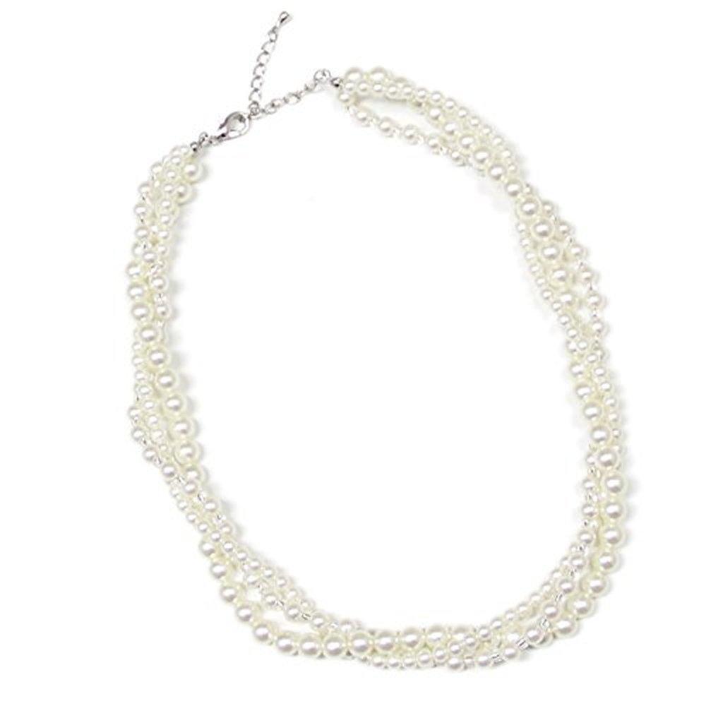 

Twisted Pearl Necklace for Formal [Black Gallery] B-GALLERY Women, белый