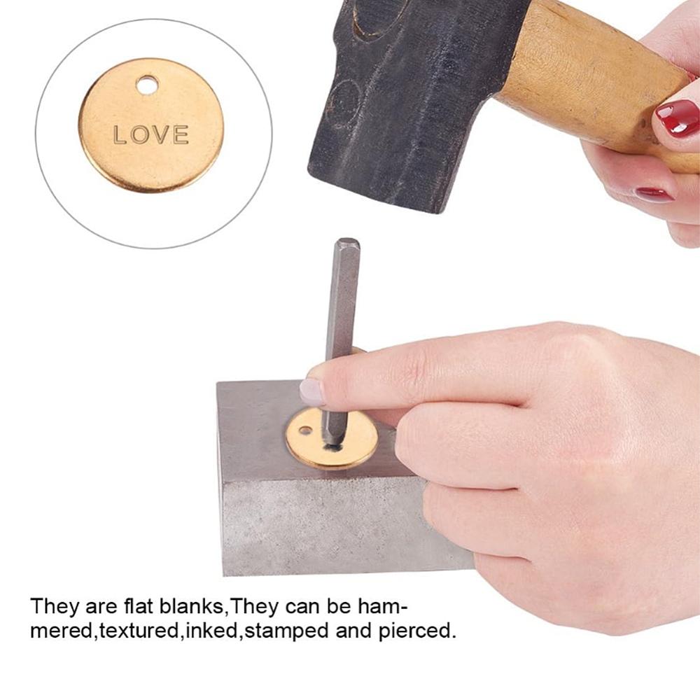 100Pcs 201 Stainless Steel Stamping Blank Tag Pendants Flat Round Golden 10x1mm Hole: 1.2mm