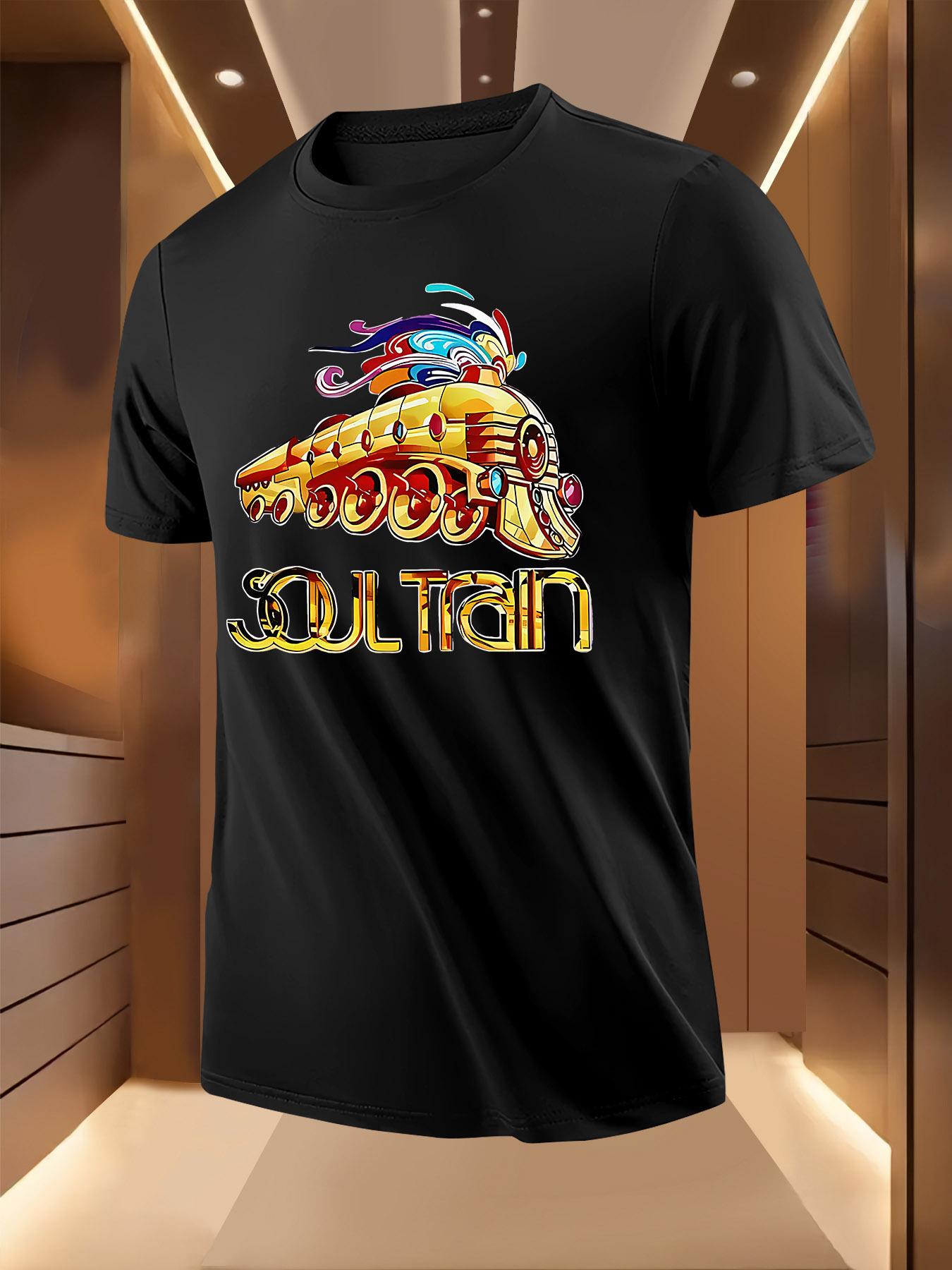 Golden Train Print - Breathable Lightweight Polyester T-shirt S