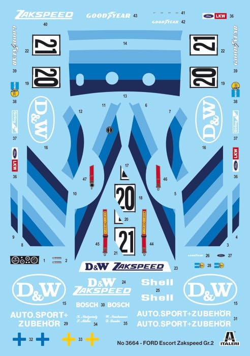 Platz Italeri Ford Escort Zakspeed Plastic Model with Japanese Instructions IT3664 1/24 Gr.2