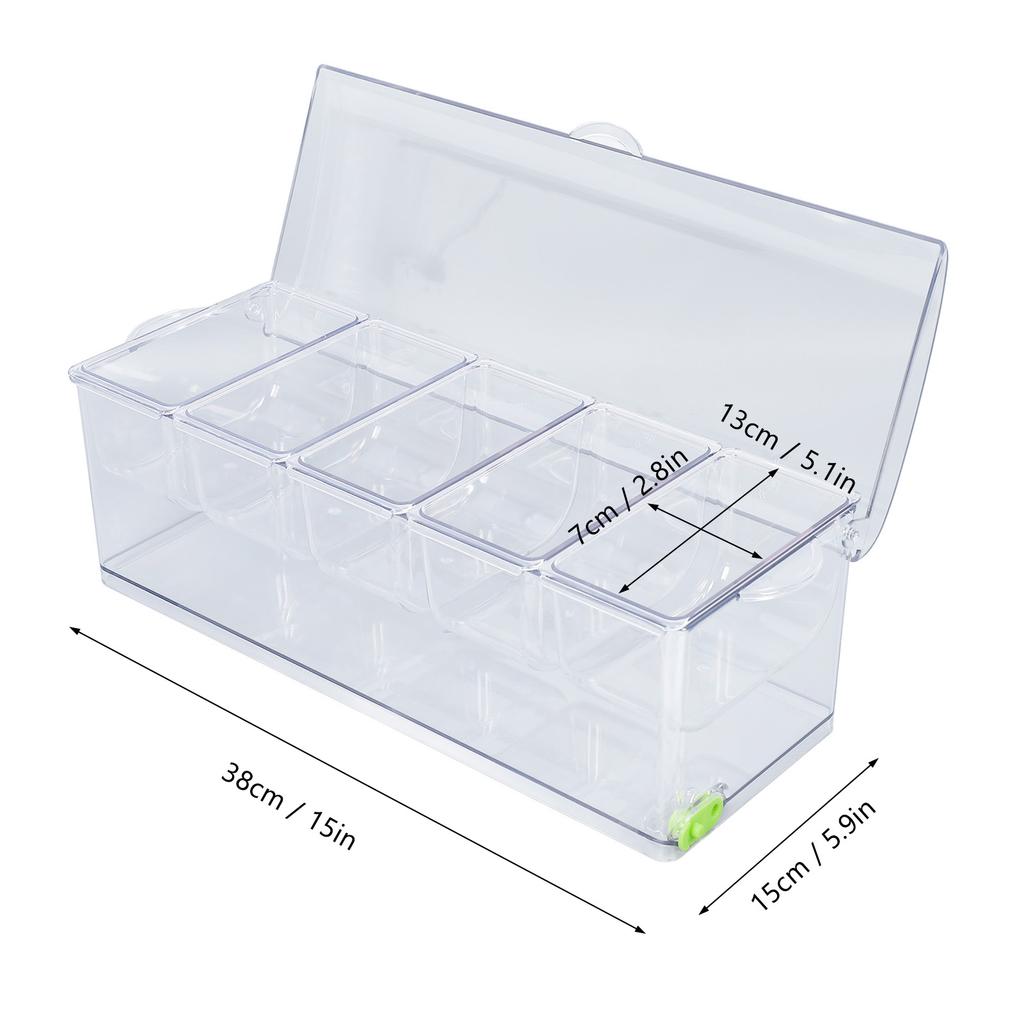 Ice Chilled Condiment Server Plastic Storage Cold Food Container Clear Sauce Caddy Serving Tray Container with Lid