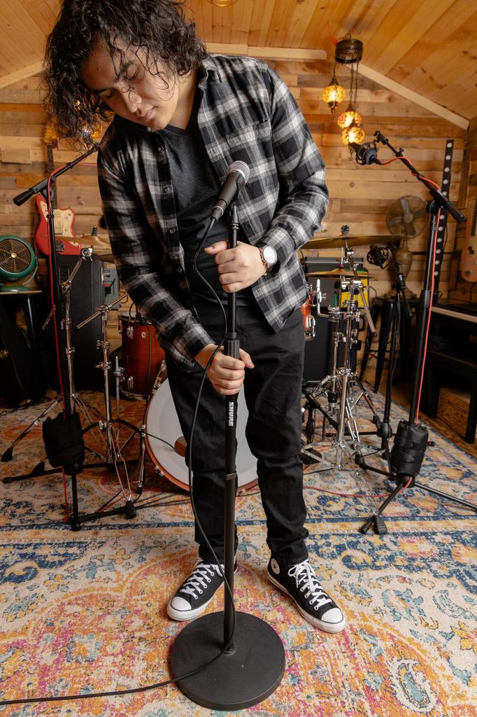 Shure by Gator Microphone Stand Straight Type Vibration Absorption Round Base 12" SH-RBMICSTAND12 []