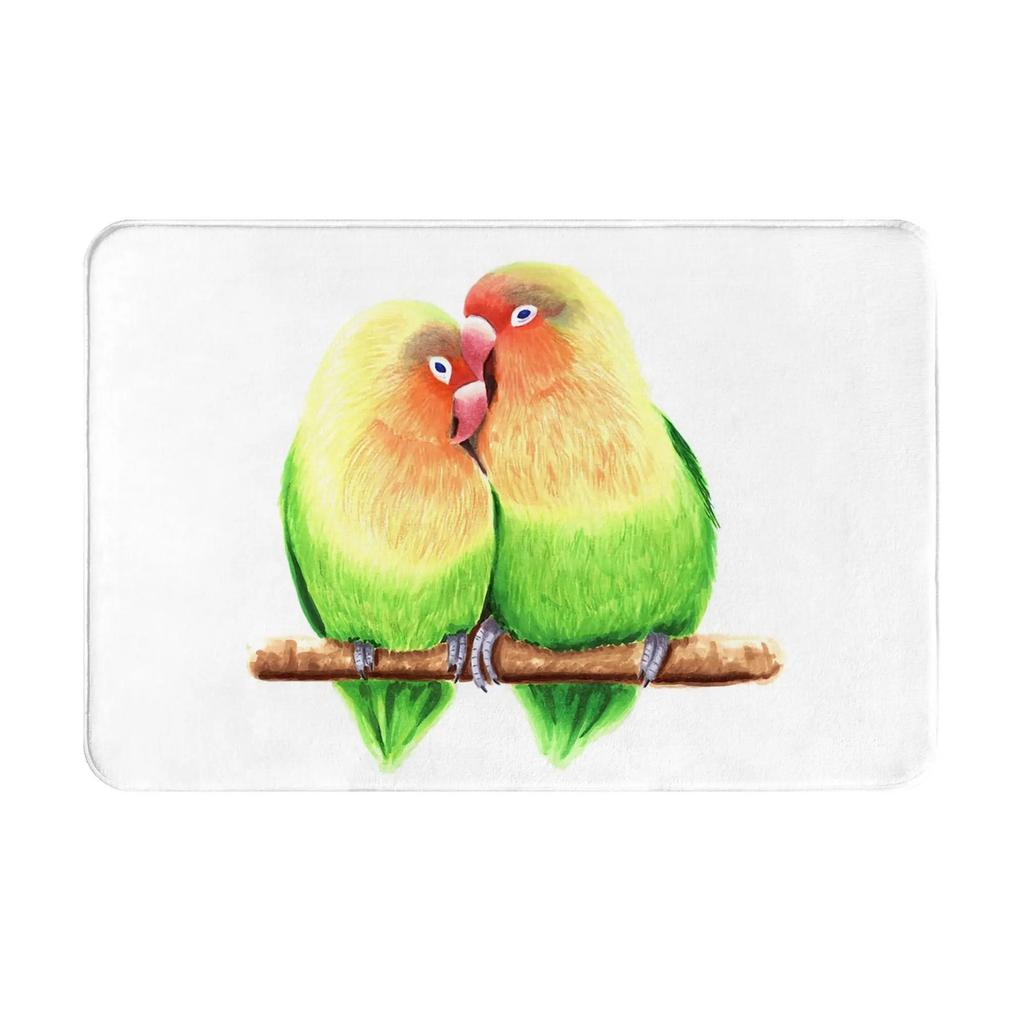 Lovebird parrots Non-slip Doormat Floor Mat Absorbent Mat Carpet Rug for Kitchen Entrance Home Balcony Footpad Mats