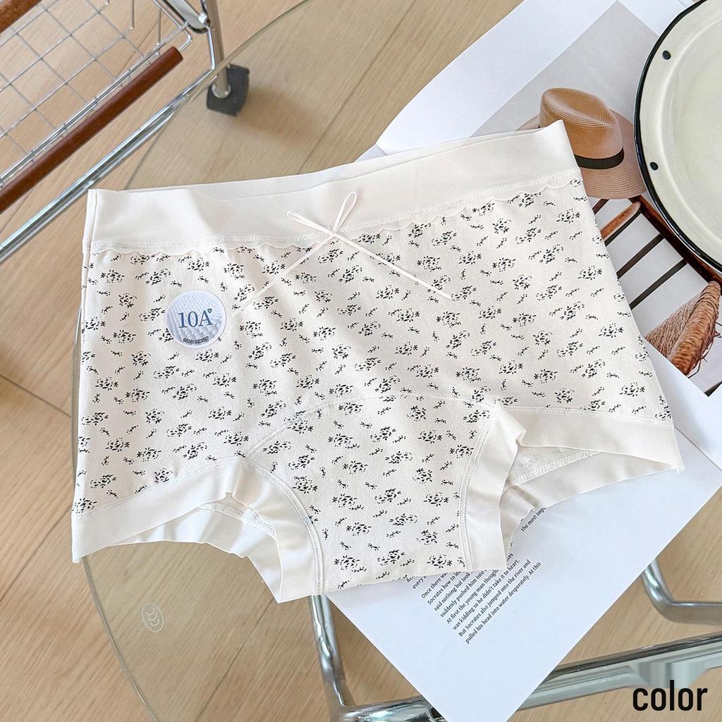 10A Antibacterial Sweet Floral Cotton Girls' Mid-Waist Boxer Briefs - Comfortable & Breathable