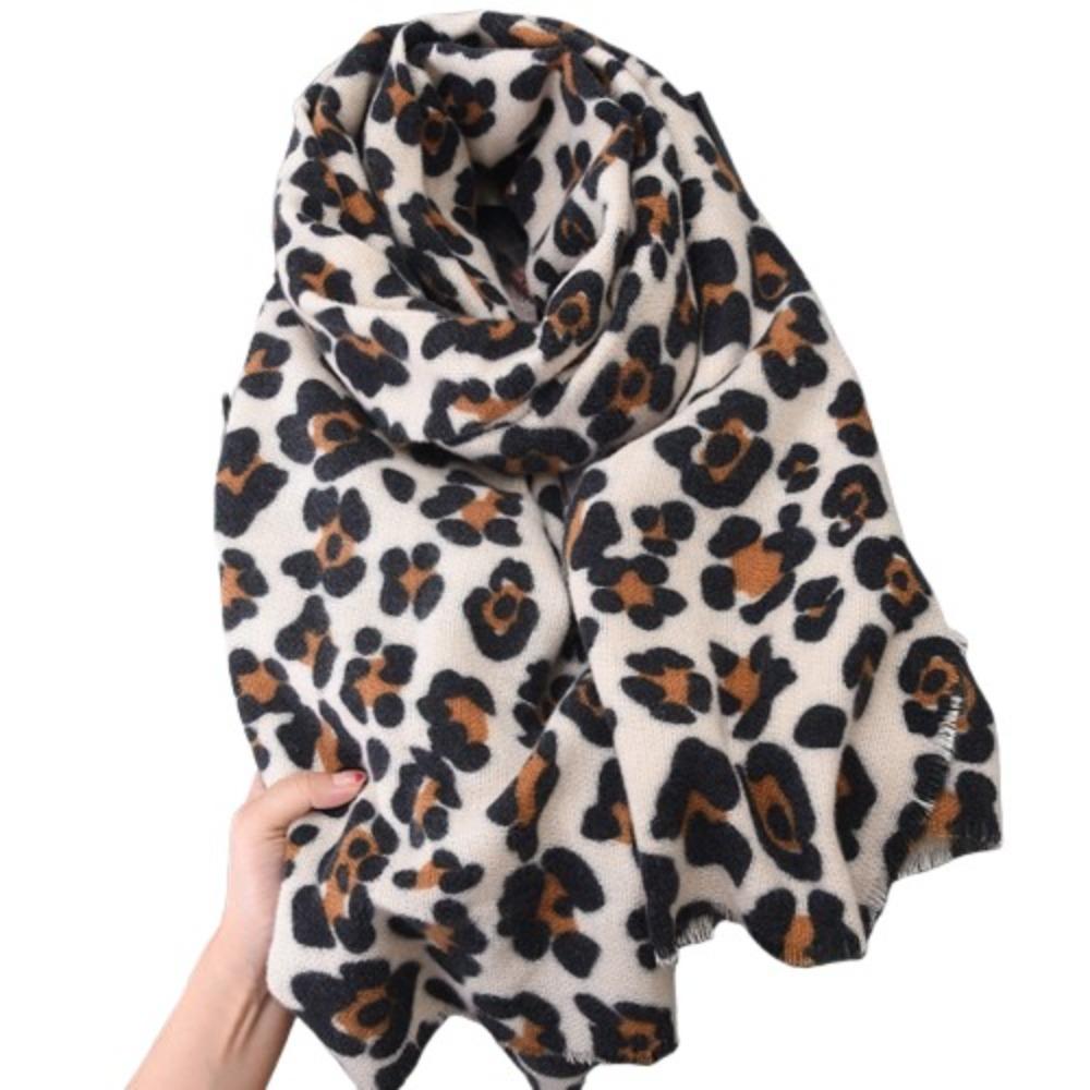Tassel Leopard Print Scarf Plush Long Cashmere Shawl Classic Luxury Pashmina Scar  Women/Men