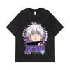 275 GSM Washed T-shirts 100% Cotton Jujutsu Kaisen V27 Gojo Print Unisex Heavy Cotton T Shirt