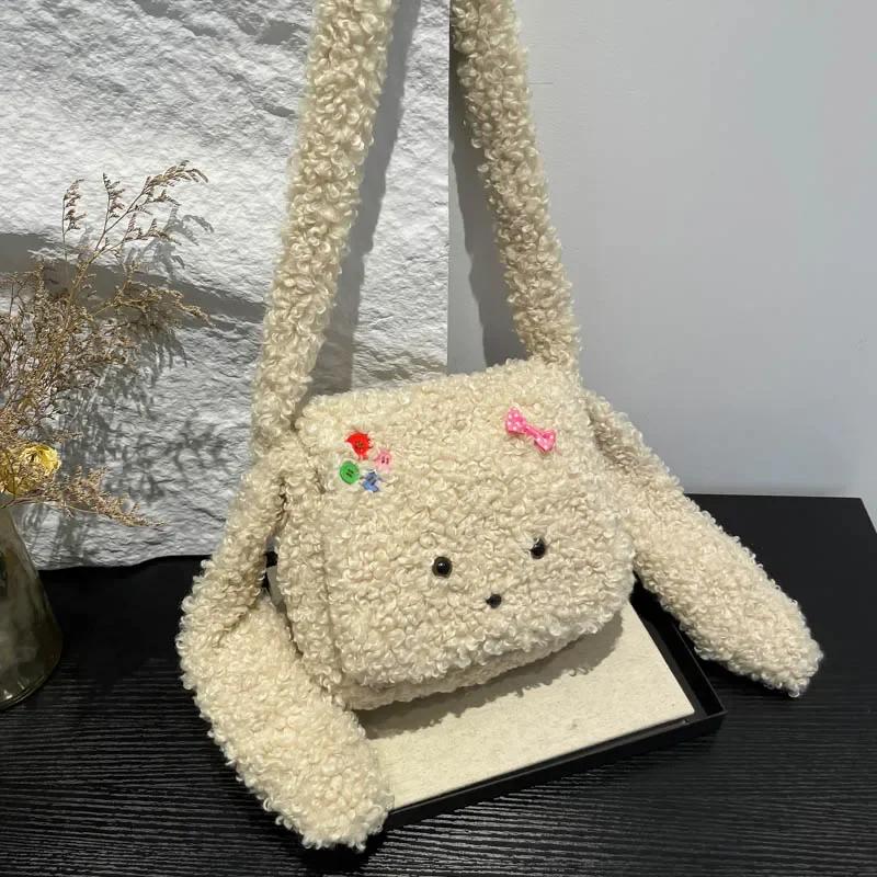 Beliebte flauschige Umhängetasche mit langen Ohren für Damen Dieses Jahr Herbst und Winter Neu Lammwolle Crossbody Premium Langlebig