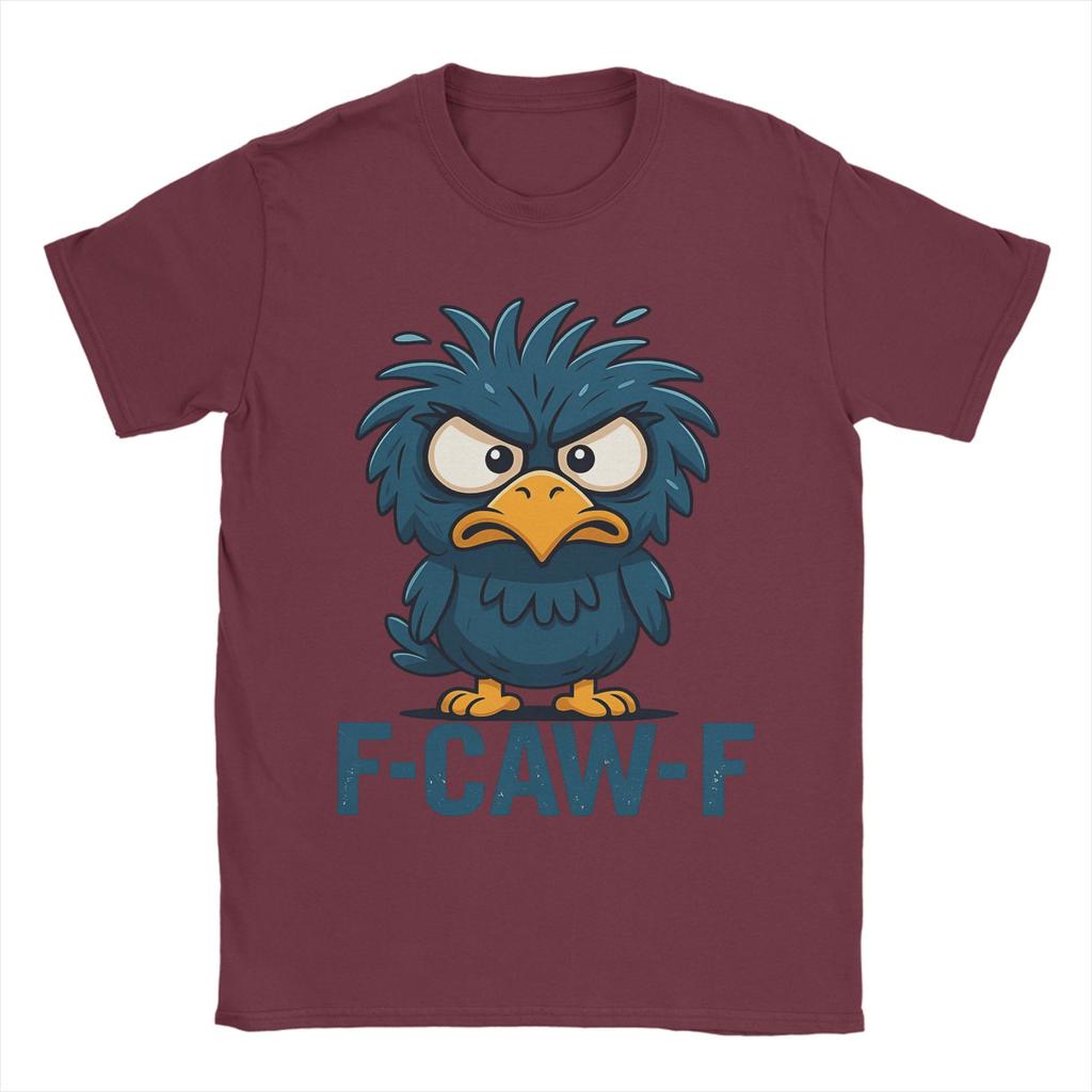 F-Caw-F Angry Bird Meme Funny Men T Shirts Vintage Tee Shirt Short Sleeve Crew Neck T-Shirts Pure Cotton Graphic Printed Tops