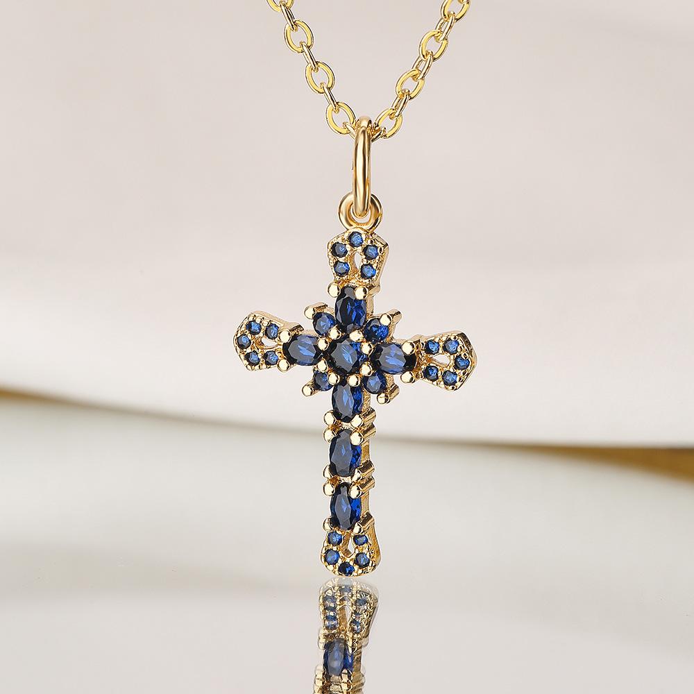 NEWBUY Gold Color Jesus Cross Pendant Stainless Steel Chain Necklace For Women Men Classic Design Christain Jewelry Gift
