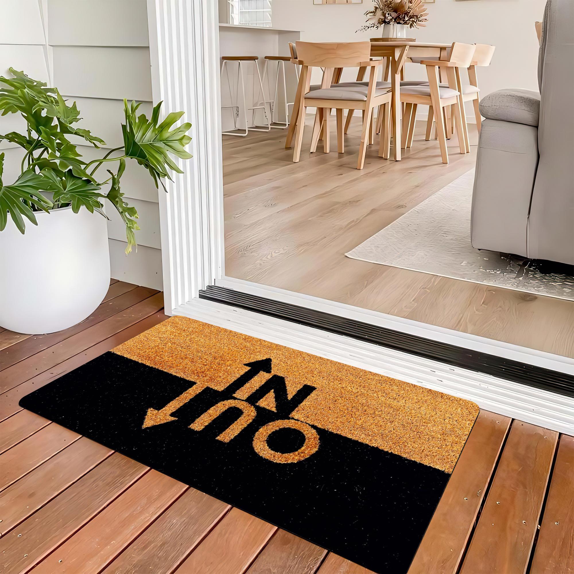 IN OUT Grappige Deurmat Antislip Rubber Entree Mat Wasbaar Welkom Vloermat Tapijt Binnen Buiten Moderne Decoratieve Deurmat 23.6x15.7inch