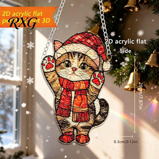 Atmosphere Decoration for Windows Colorful Acrylic Suncatcher, Stained Glass Style Christmas Hanging Ornaments, Santa Claus Decorations Snowman